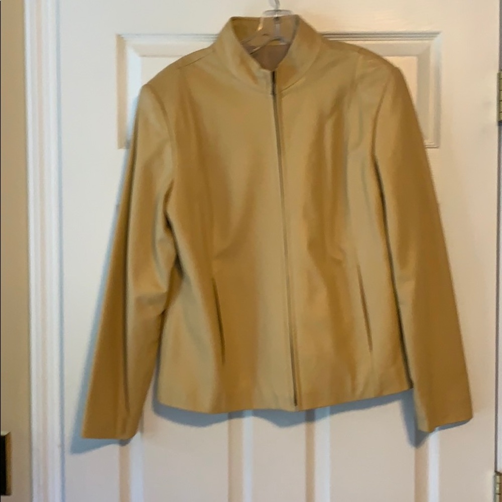 Buttery, light yellow Leather Jacket.